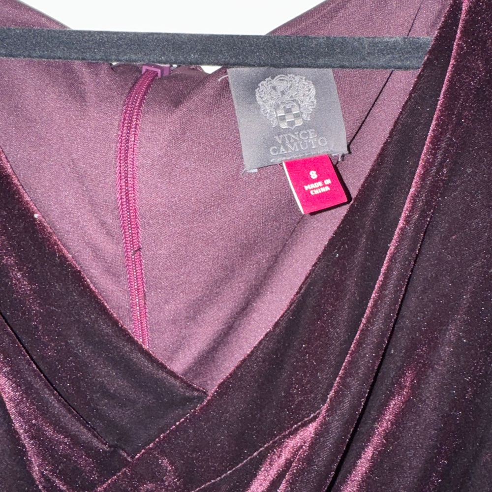 Vince Camuto Velvet Long Sleeve Dress - Deep Burgundy - Picture 3 of 3